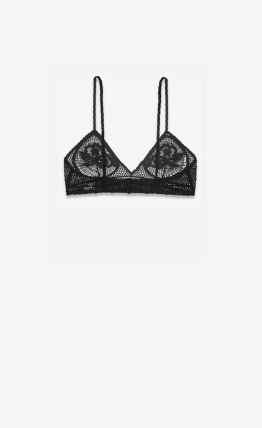 SAINT LAURENT RTW accessories Woman Brassiere in black crocheted knit b_V4